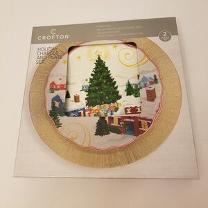 NIB Sealed Crofton 2 Piece Holiday Charger Plate Set Christmas
